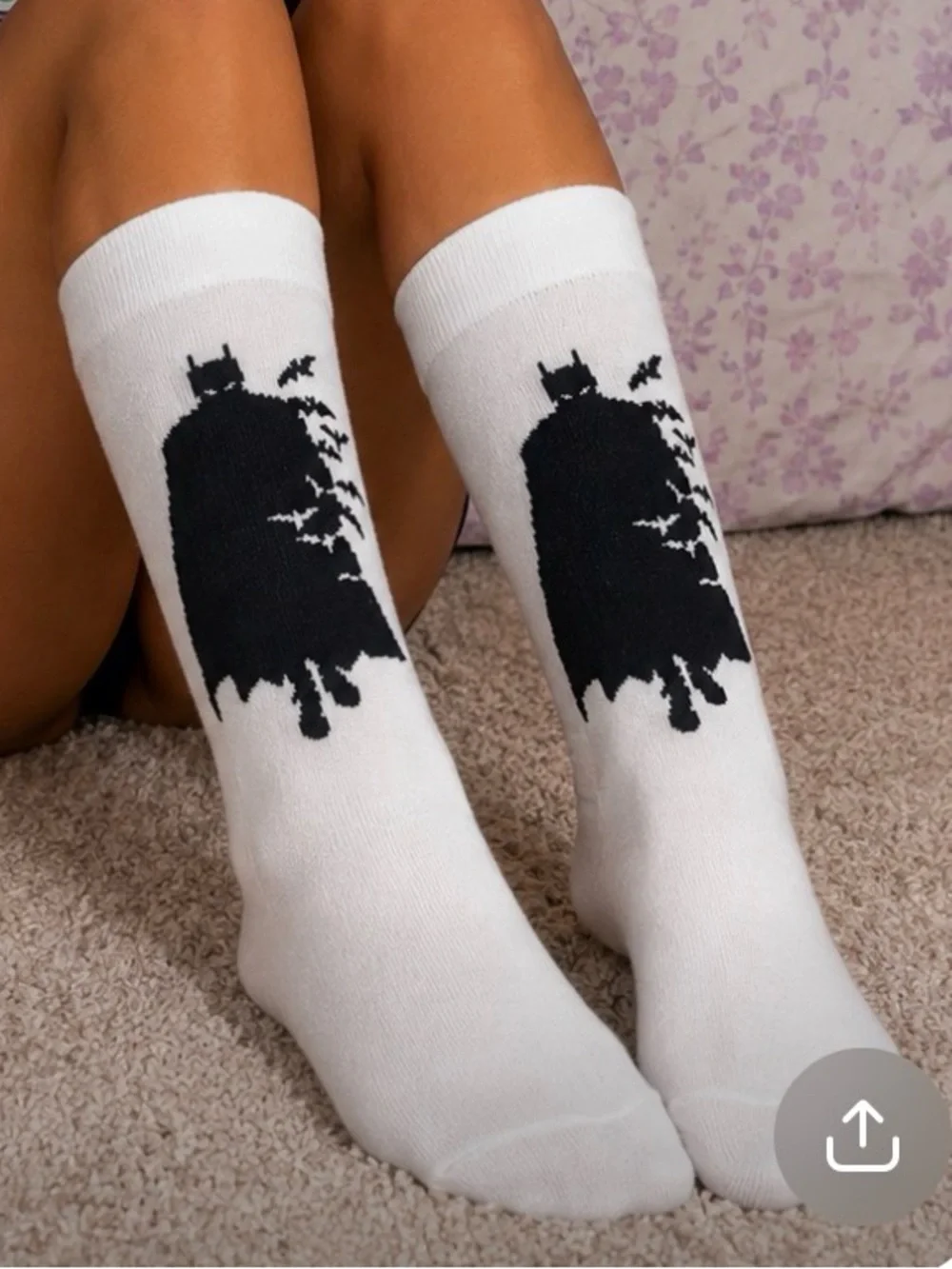 Batman Novelty Crew Socks White & Black Unisex